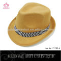 yellow PP polyester custom design promotional cheapest fedora hats